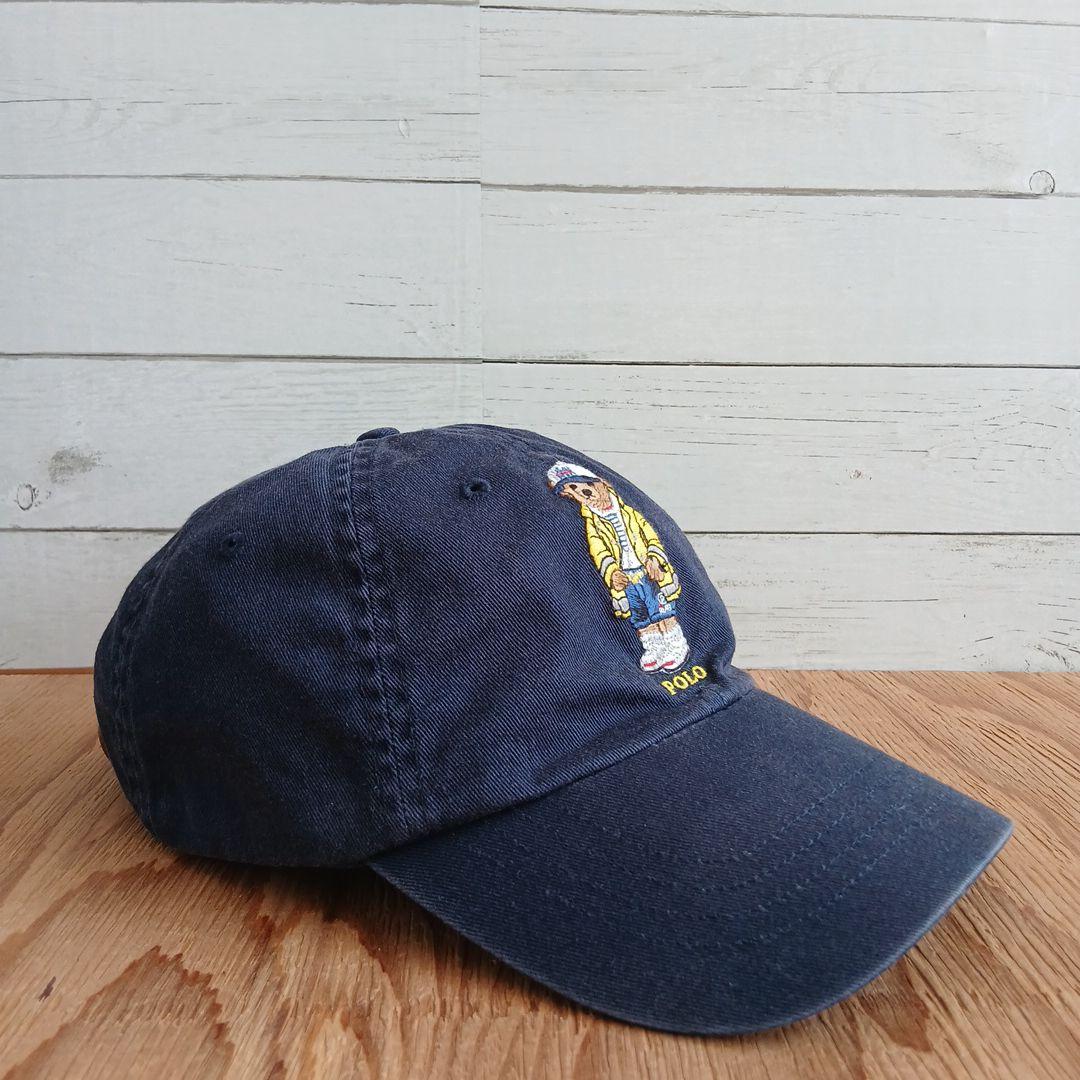 【 古着 レアパターン レザー 】 ラルフローレン Polo ポロベア キャップ