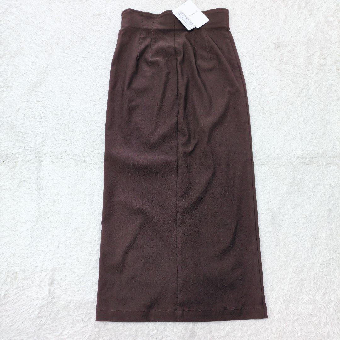 新品タグ付　NOBLE　RyNyコンフォートストレッチジップタイトスカート　茶