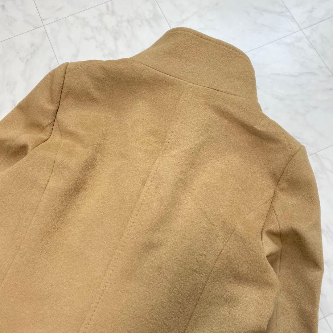 美品✨INDIVI キャメル　カシミヤ混　スタンドカラー　コート　大きい XL