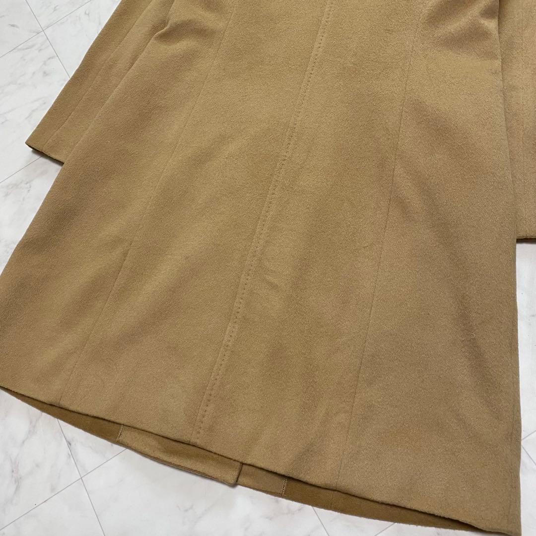 美品✨INDIVI キャメル　カシミヤ混　スタンドカラー　コート　大きい XL
