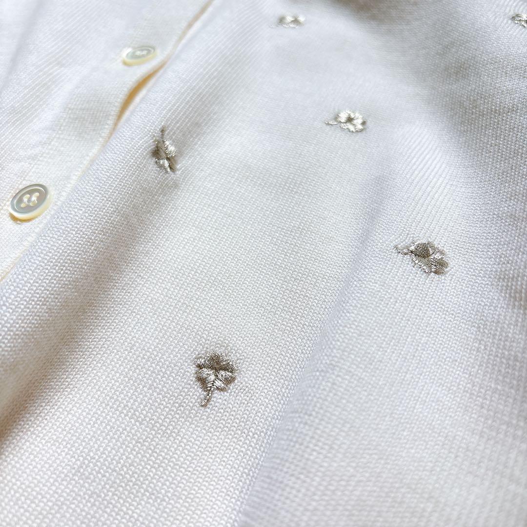 未使用級✨TOMORROWLAND クローバー刺繍カーディガン　アイボリー