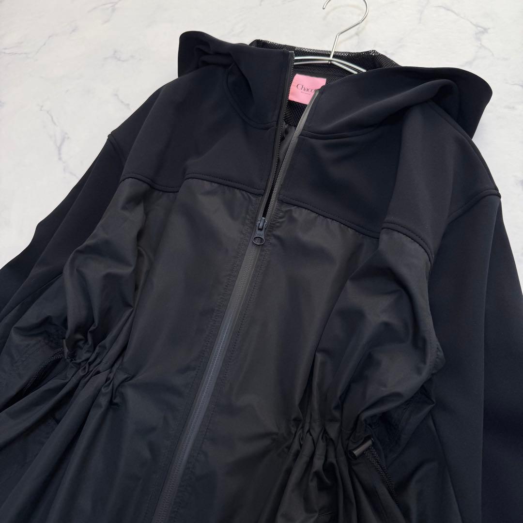 美品✨チャコット✨ストレッチAラインコート　ゆったりサイズ　黒　ポンチタフタ