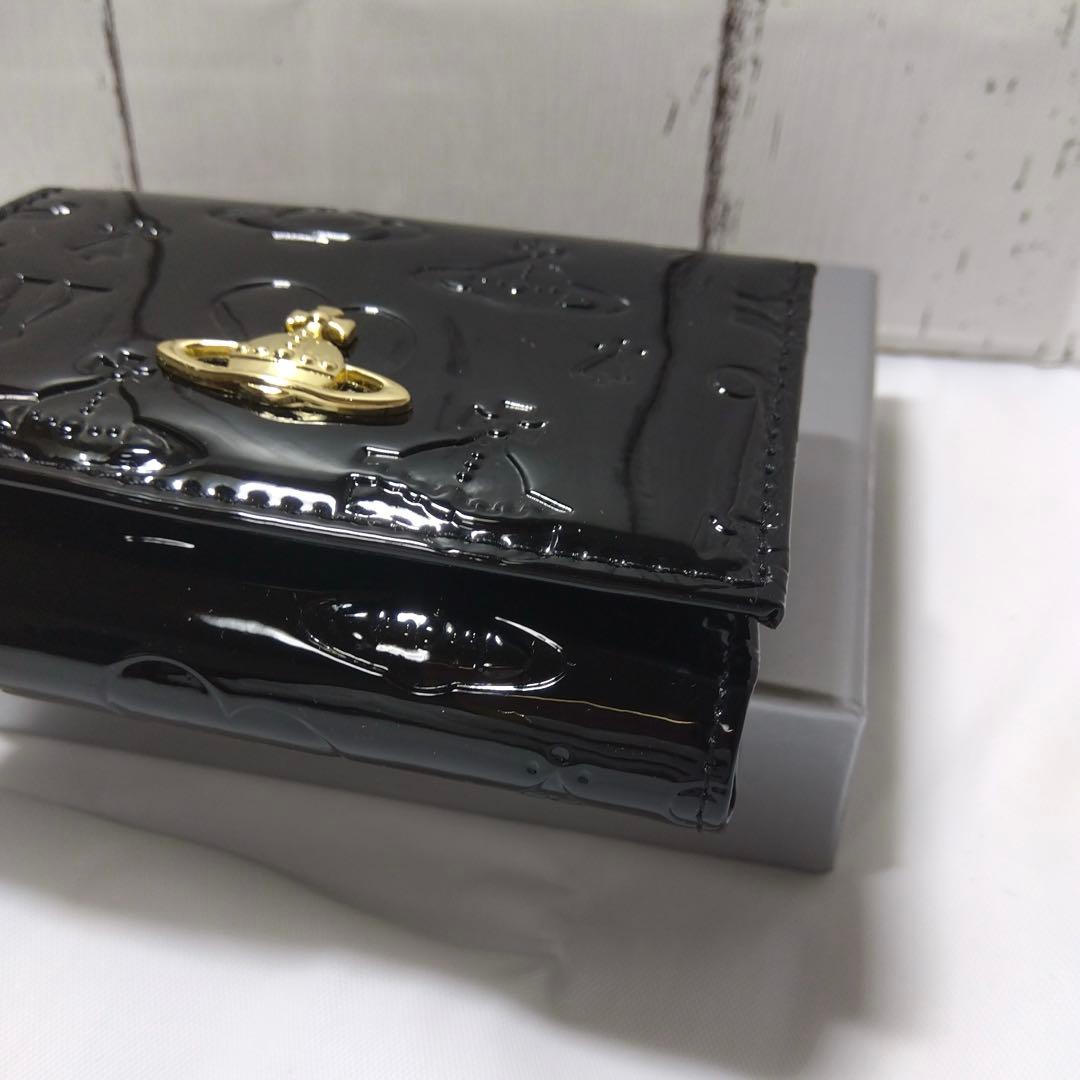 【ショッパー付き】VivienneWestwood♡エナメル三つ折財布　ブラック