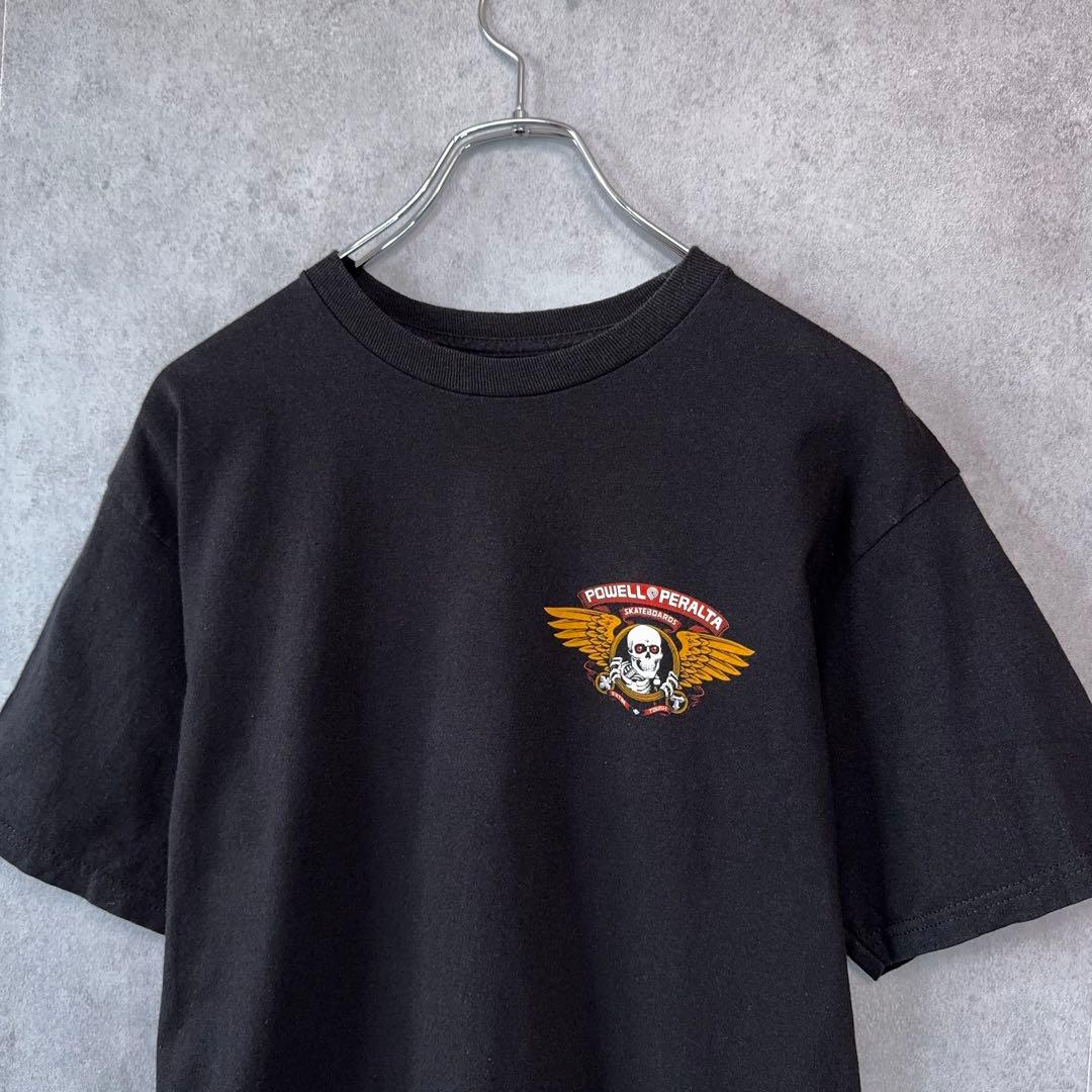 POWELL PERALTA パウエルペラルタ Tシャツ ウィングスカル M 黒