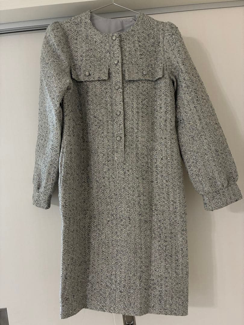 【新品】TWEED COVERED BUTTON MIDI DRESS\BB