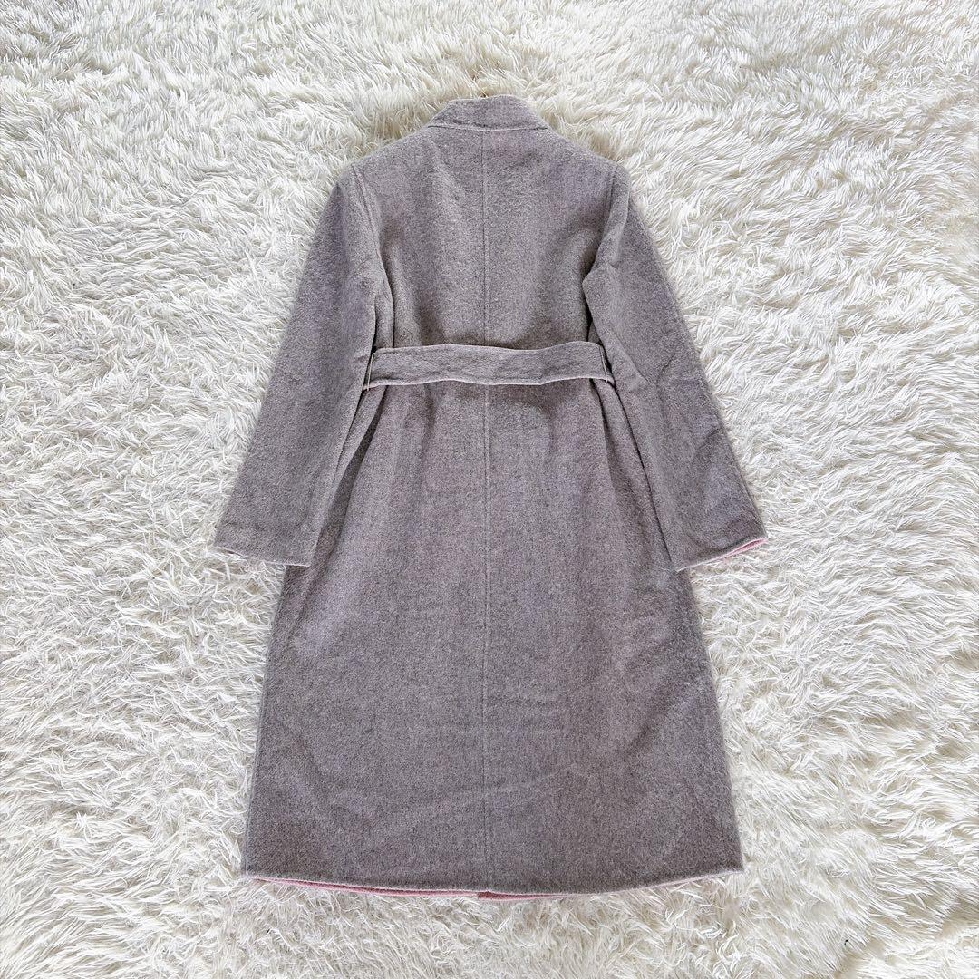 【アナイ】ガウンコート ダブルフェイス ロング Aライン ベルト グレー S