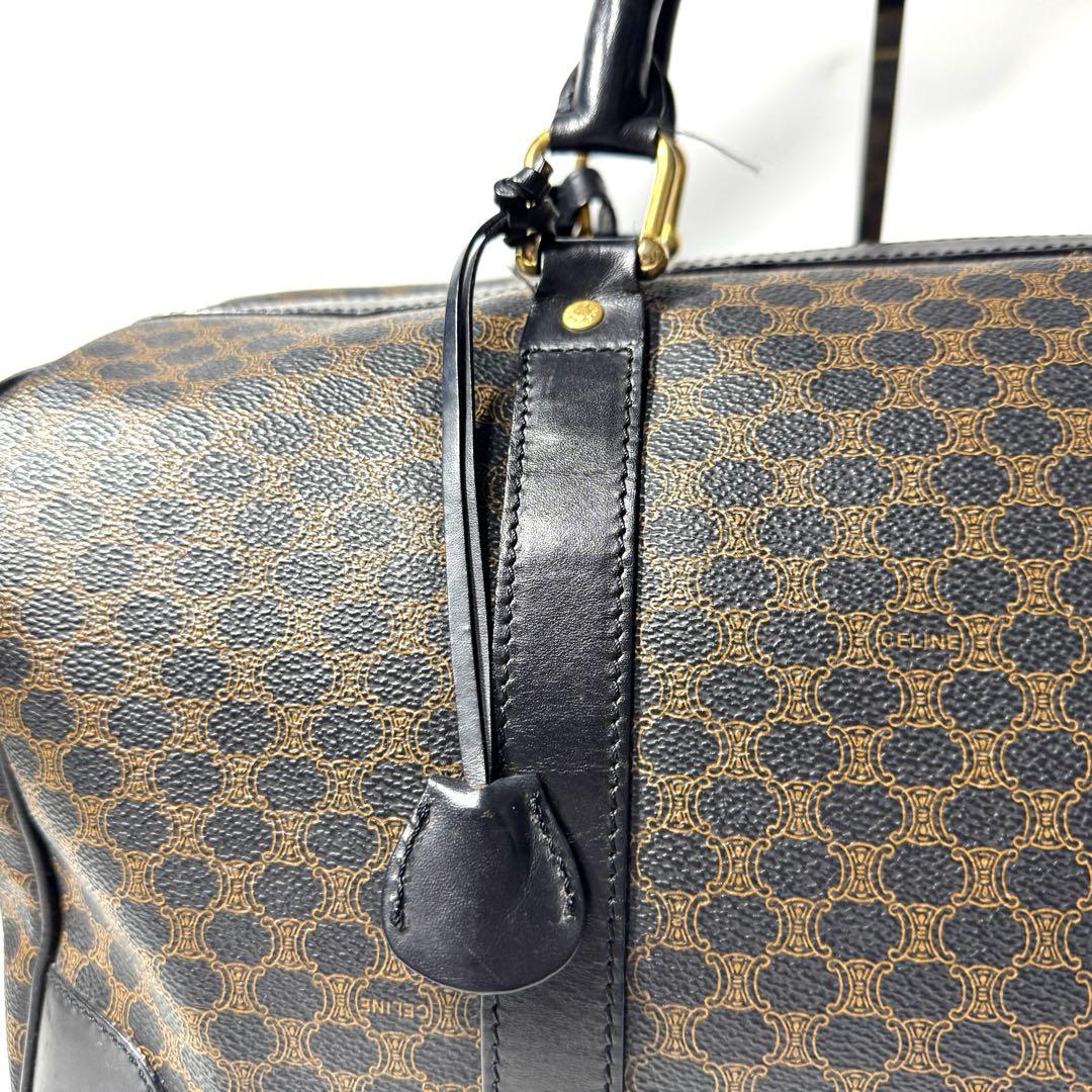 CELINE セリーヌ 黒マカダム トリオンフ ボストンバッグ PVC レザー