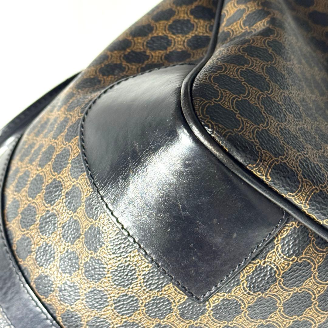 CELINE セリーヌ 黒マカダム トリオンフ ボストンバッグ PVC レザー