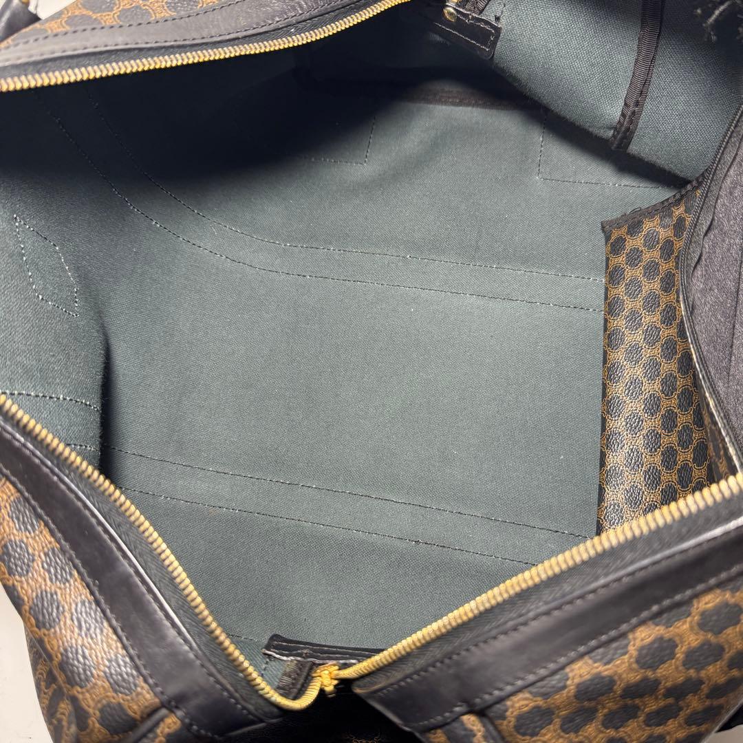 CELINE セリーヌ 黒マカダム トリオンフ ボストンバッグ PVC レザー