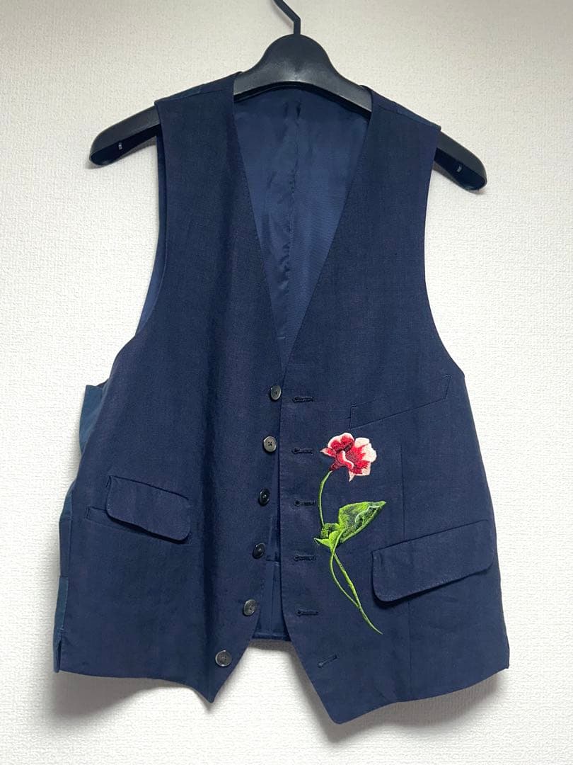 モ*カ様 【最高級】✨️ポールスミスコレクション ✨️花刺繍 リネンジレ ベスト