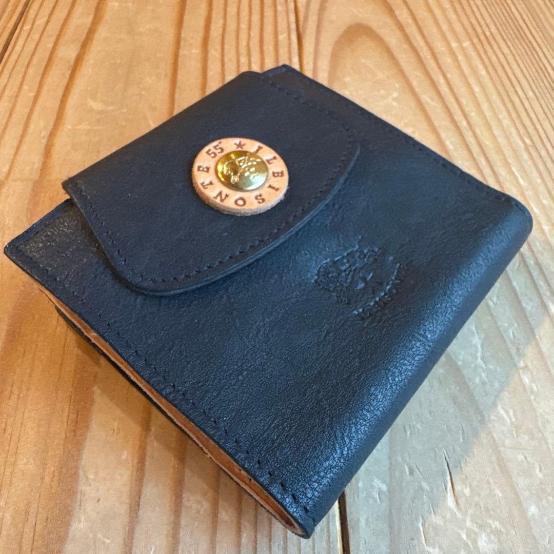【レア＆新品】IL BISONTE がま口折り財布 ミッドナイトブルー55th☆