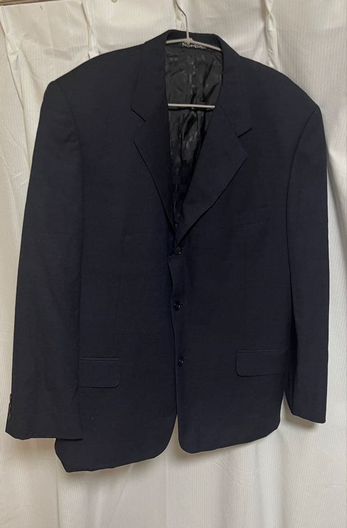 Yves Saint Laurentテーラードジャケットネイビービジネスブラック