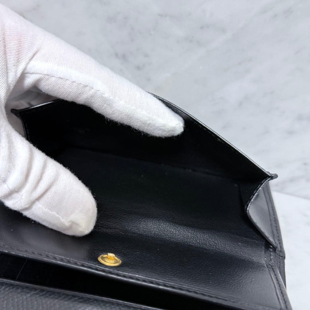 美品 LOEWE ロエベ 三つ折り財布 ブラック 黒 本革 アナグラム スペイン