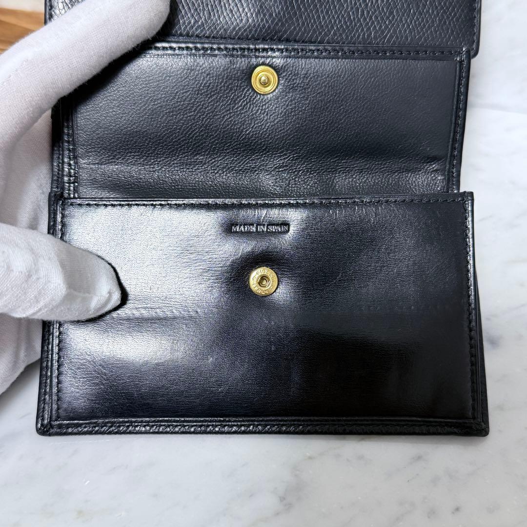 美品 LOEWE ロエベ 三つ折り財布 ブラック 黒 本革 アナグラム スペイン