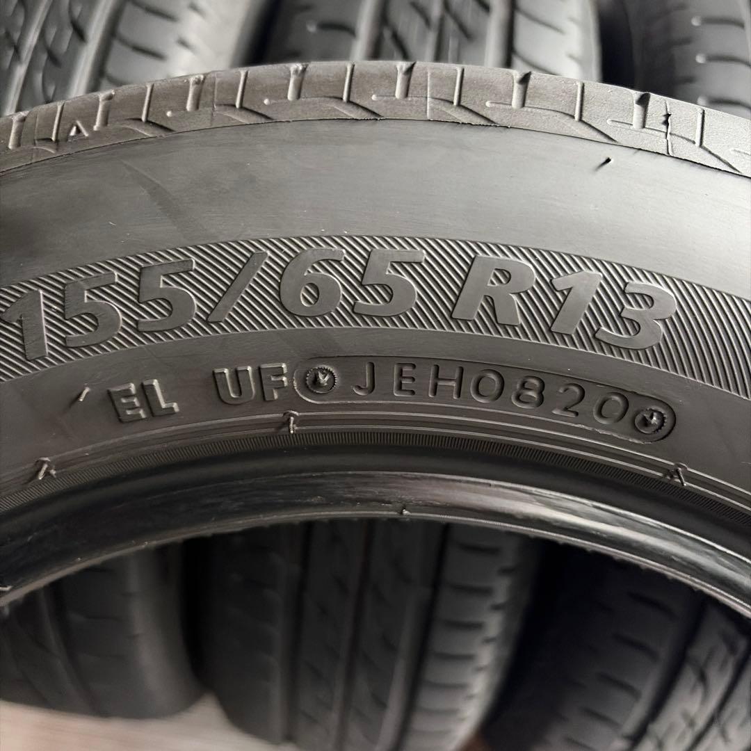 送料無料◆155/65R13/夏4本/残溝約4㎜/製造2020年/BS