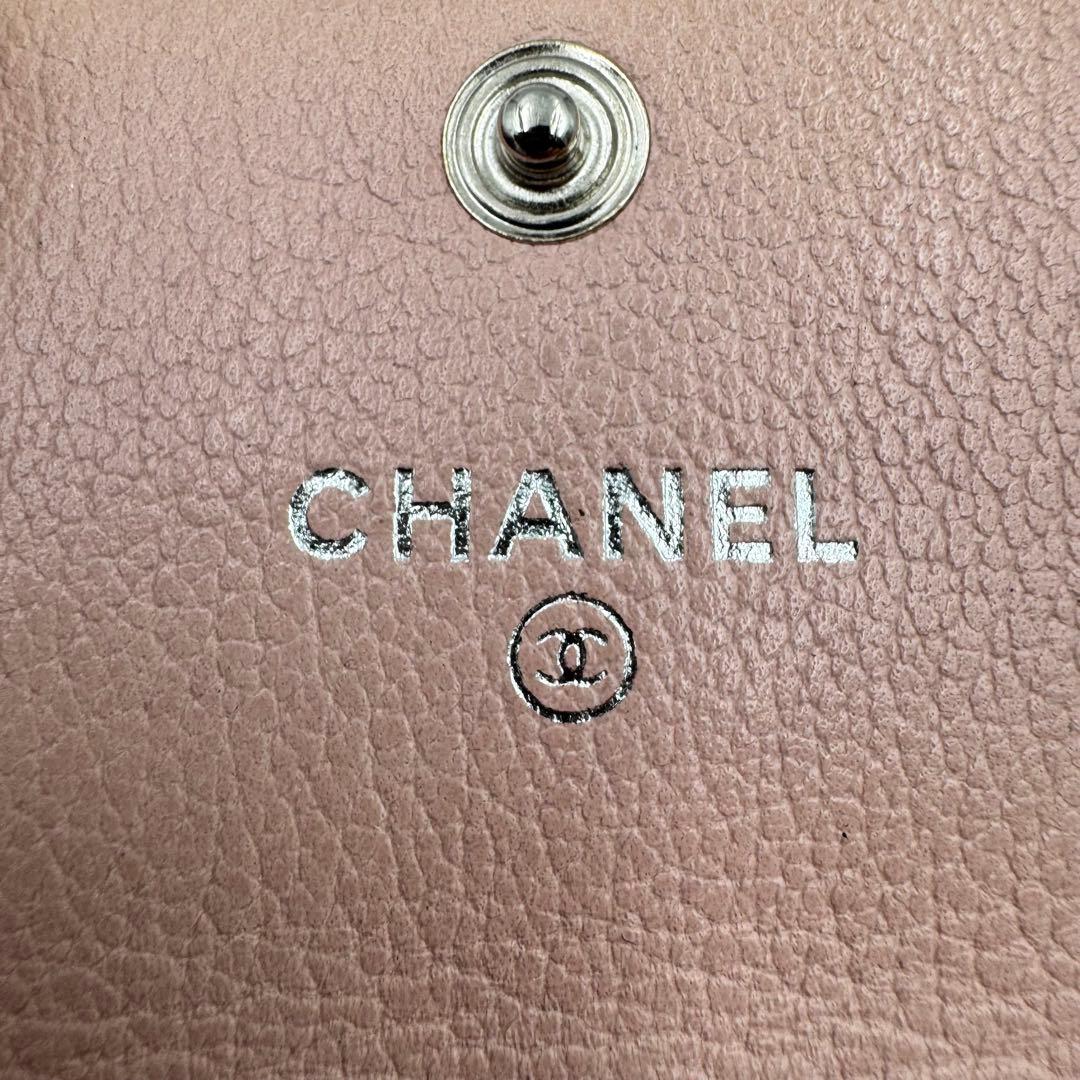 CHANEL 名刺入れ　ピンク　カメリア　レザー　ココマーク　シールあり