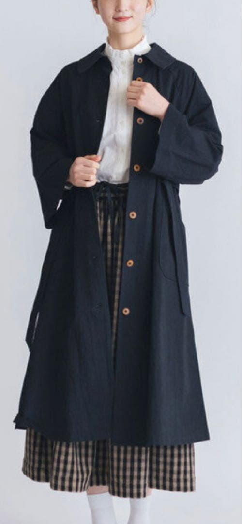 未使用品 MAGALI マガリ　コットンリネンウェザートレンチコート　ブラック