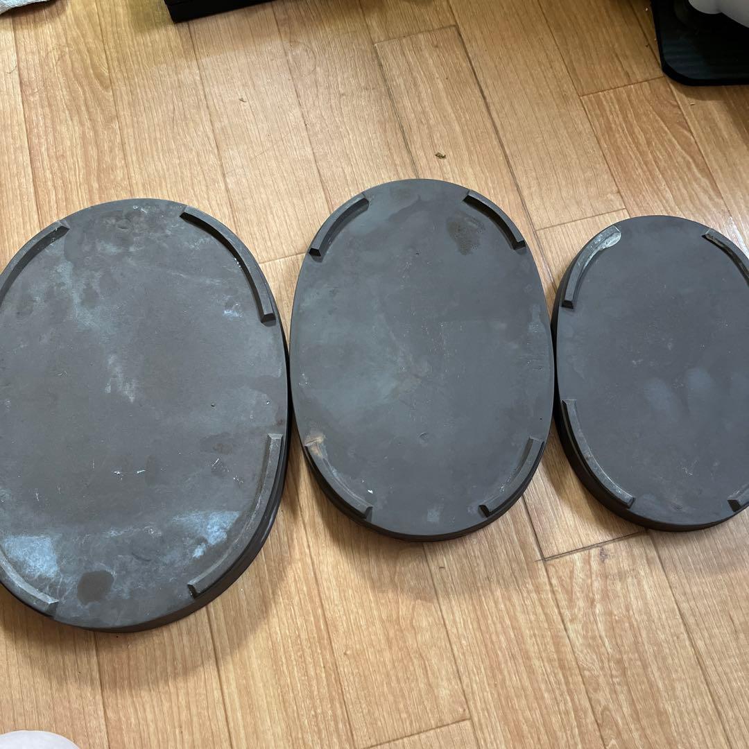 烏泥水盤小判型　楕円水盤　水石　盆景　盆栽鉢　花器　苔玉