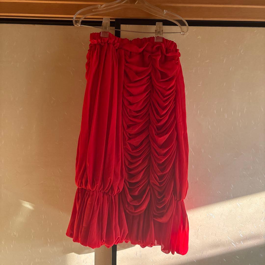 COMME des GARÇONS ラッフルフレアスカート レッド最終価格