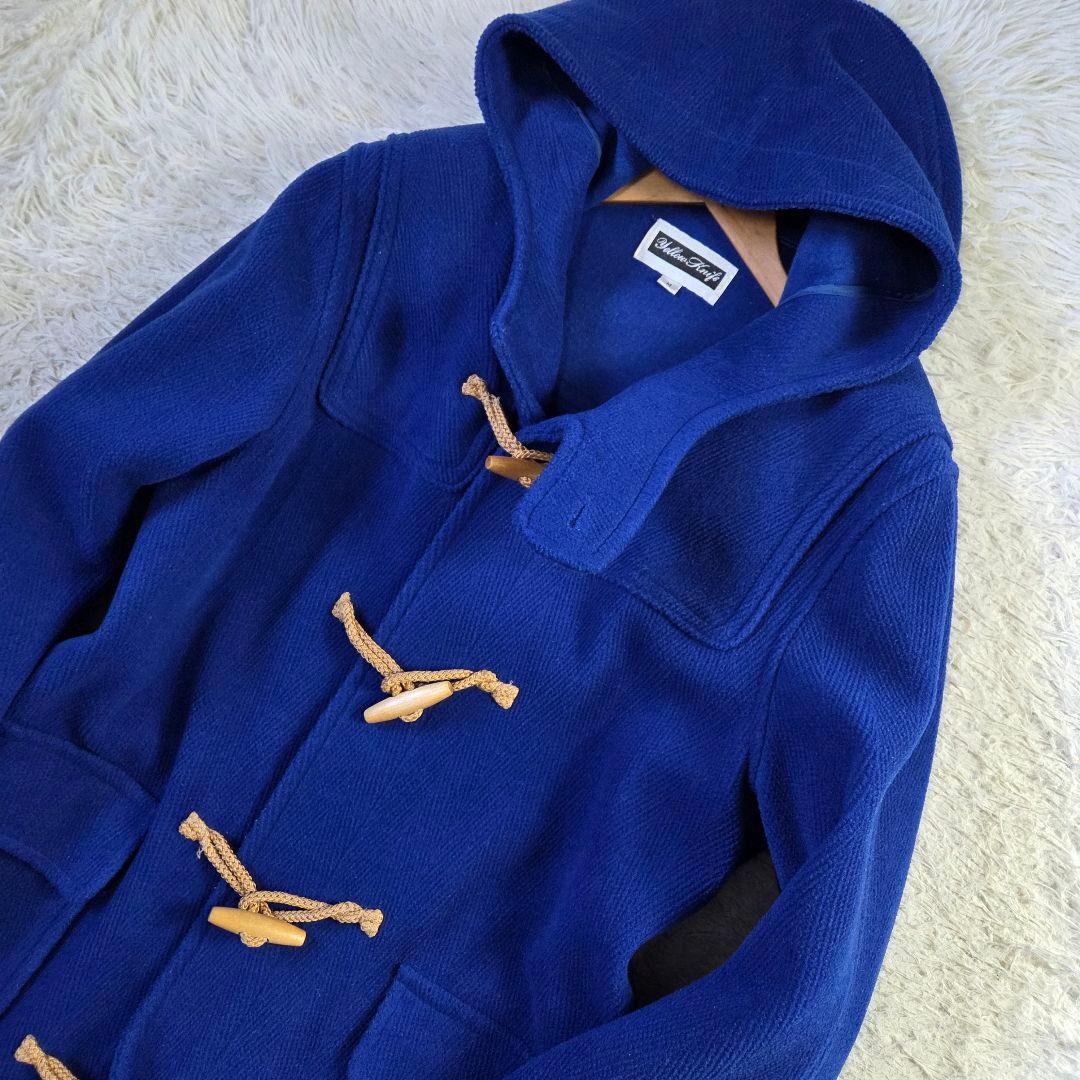 美品 イエローナイフ ヘリンボーン ダッフルコート サイズ実寸L相当 ブルー