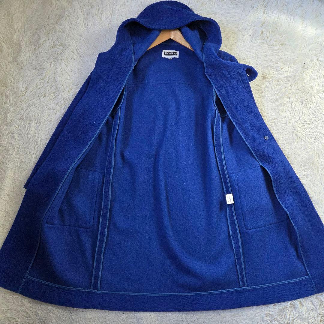 美品 イエローナイフ ヘリンボーン ダッフルコート サイズ実寸L相当 ブルー