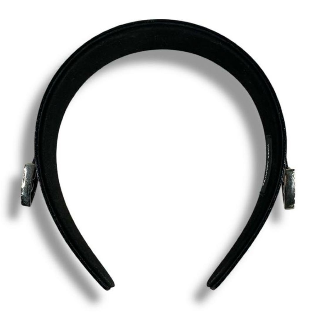 美品 TOGA トーガ メタル レザー カチューシャ ヘアバンド モード 黒