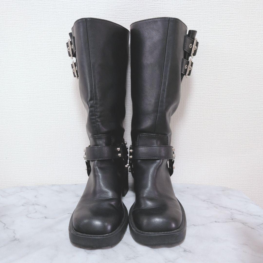 【美品】LILY BROWN バイカーブーツ 23.5cm ブラック Y2K