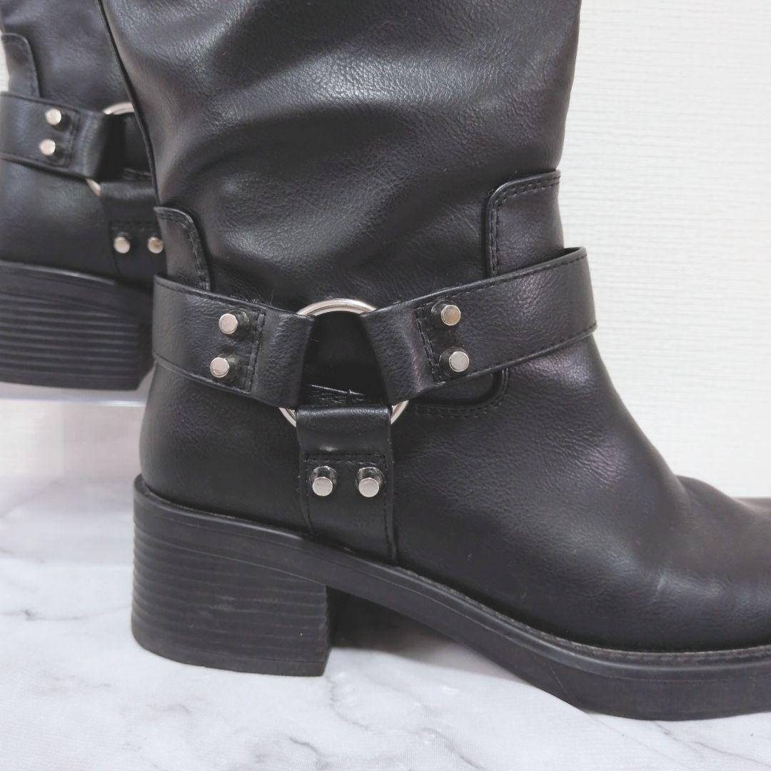 【美品】LILY BROWN バイカーブーツ 23.5cm ブラック Y2K