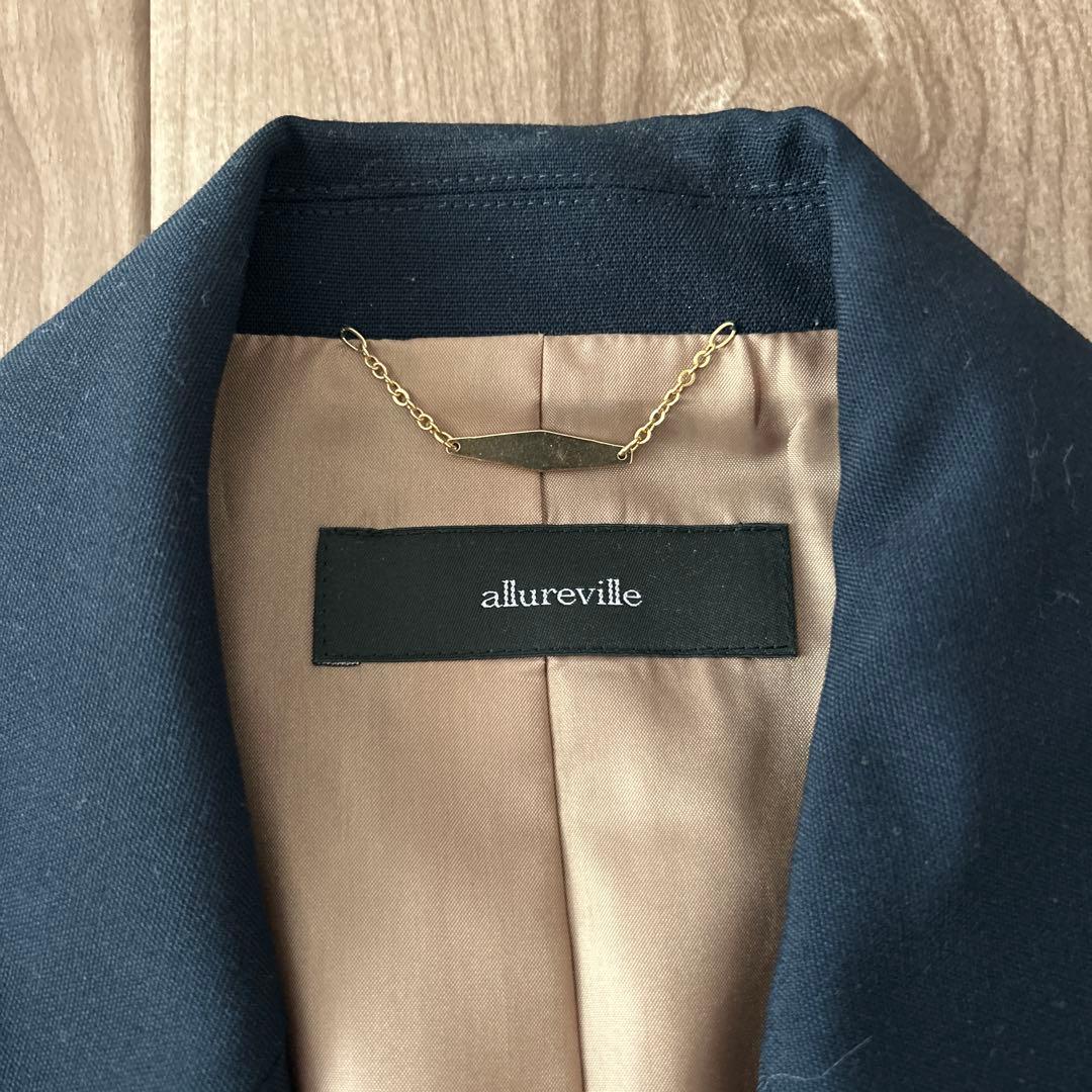 allureville ネイビー ダブルブレスト テーラードジャケット