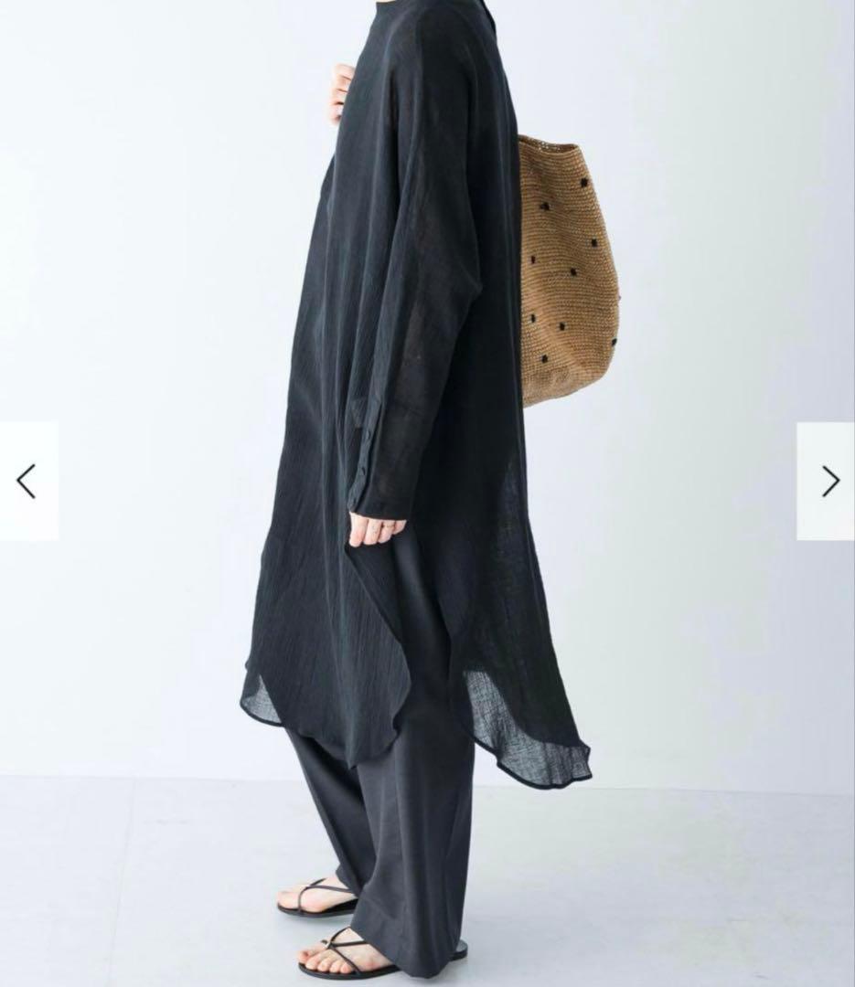 かぐれ　ガーゼロングチュニック　黒　美品　25SS お玉