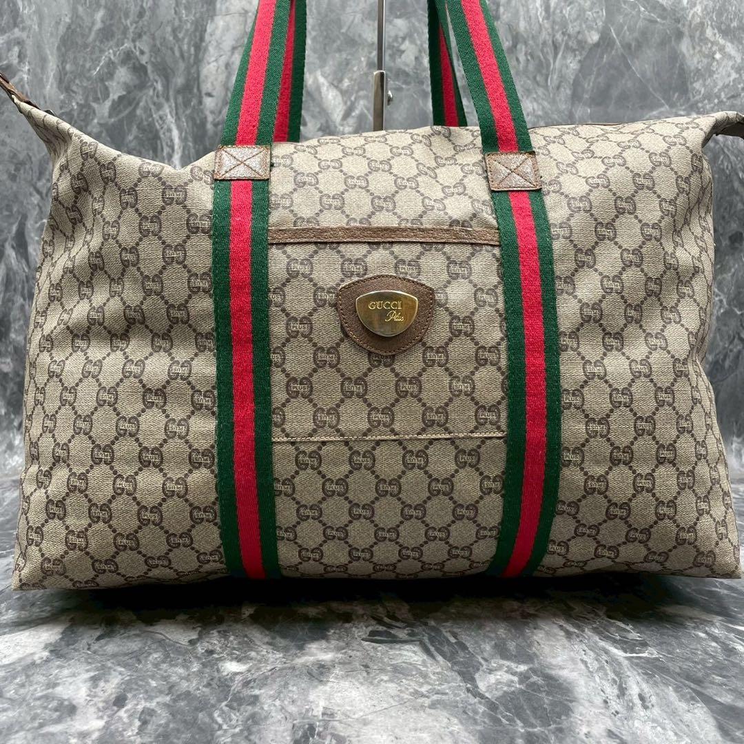 ✨美品✨GUCCI シェリーライン GG ボストンバッグ ブラウン ベージュ