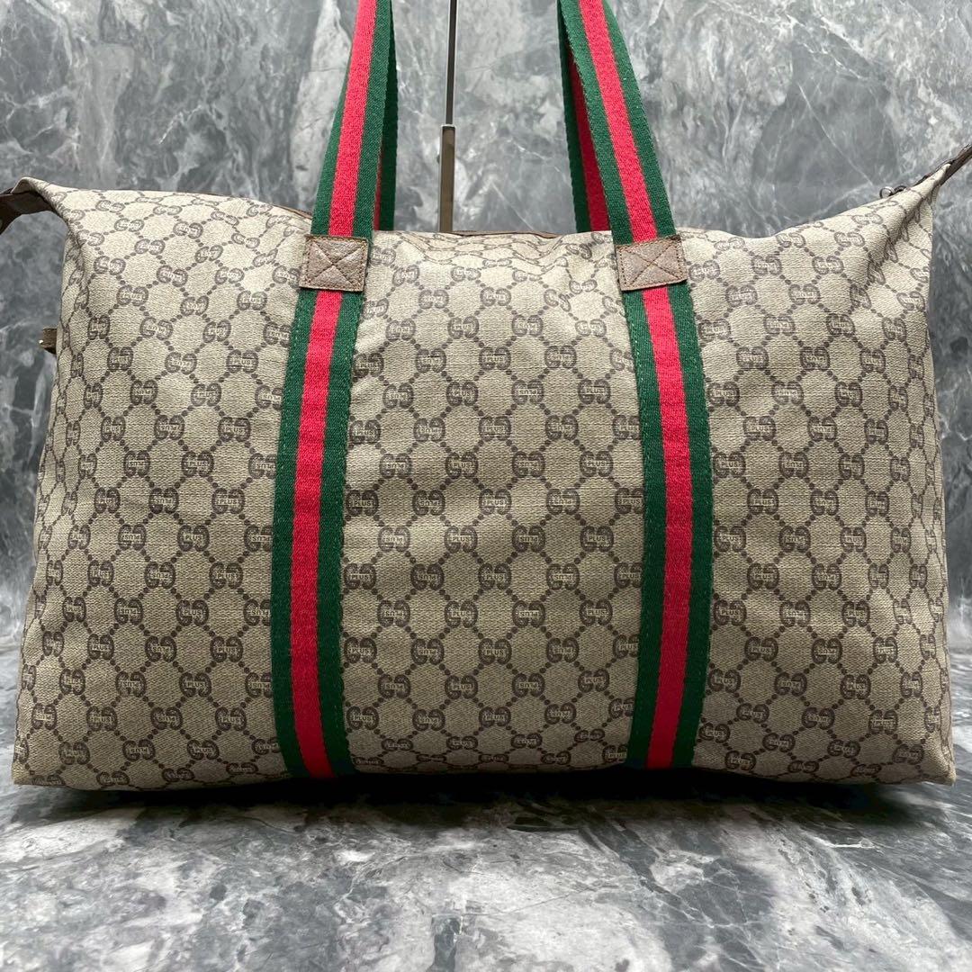 ✨美品✨GUCCI シェリーライン GG ボストンバッグ ブラウン ベージュ