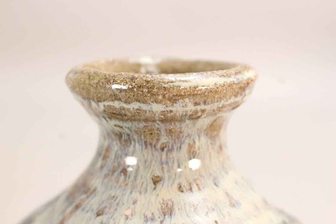 No5163 三里窯　浜本洋好　唐津花入　高さ13cm 共箱　古美術　送料無料
