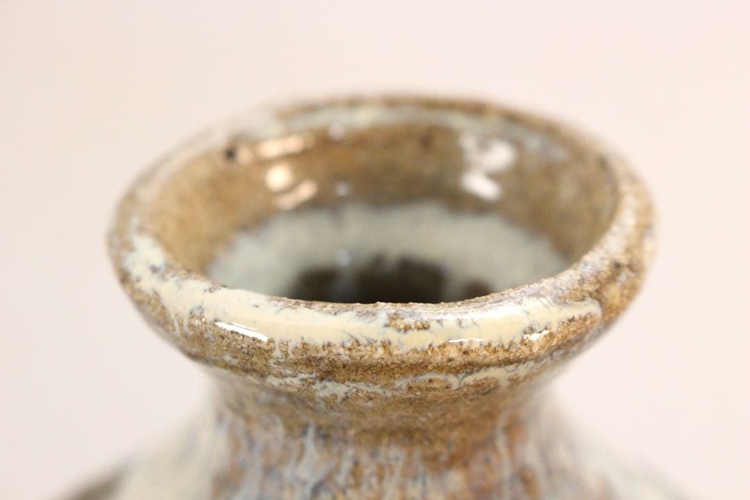 No5163 三里窯　浜本洋好　唐津花入　高さ13cm 共箱　古美術　送料無料