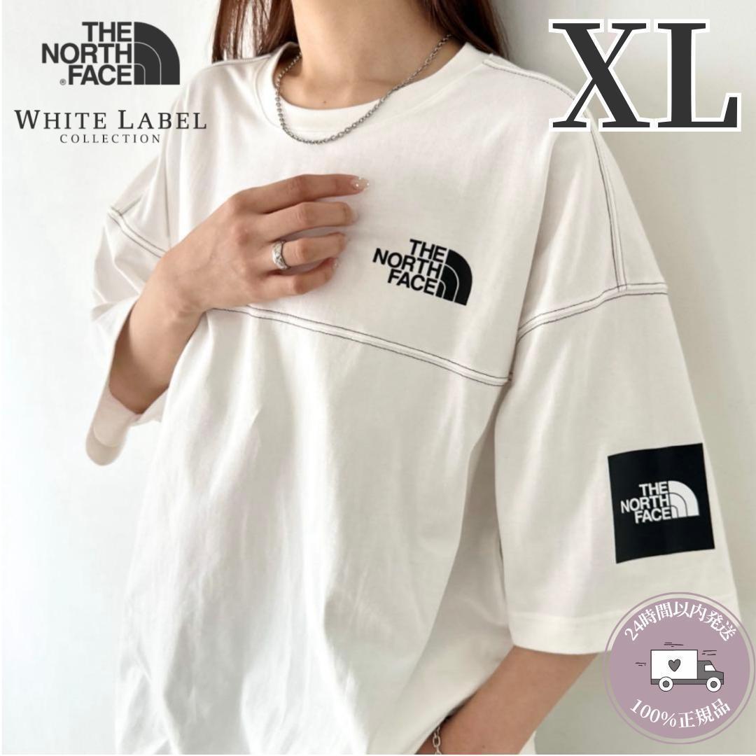 【韓国限定】男女兼用 ノースフェイス ロゴ ステッチ Tシャツ ホワイト　XL