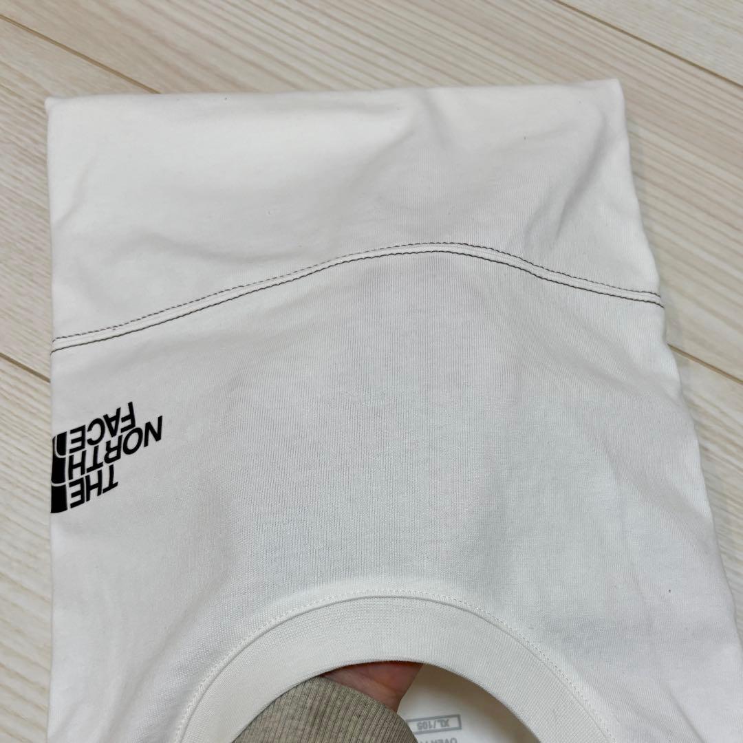 【韓国限定】男女兼用 ノースフェイス ロゴ ステッチ Tシャツ ホワイト　XL