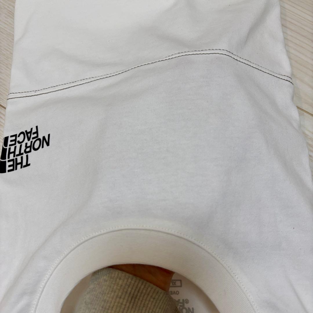 【韓国限定】男女兼用 ノースフェイス ロゴ ステッチ Tシャツ ホワイト　XL
