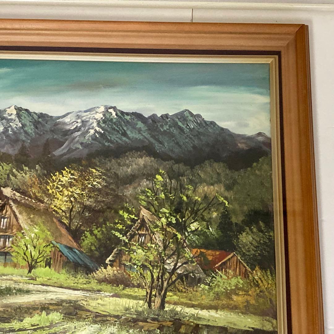 沢健 絵画 油絵 額 大型 風景 古民家 田舎 芸術 美術 和風 レトロ