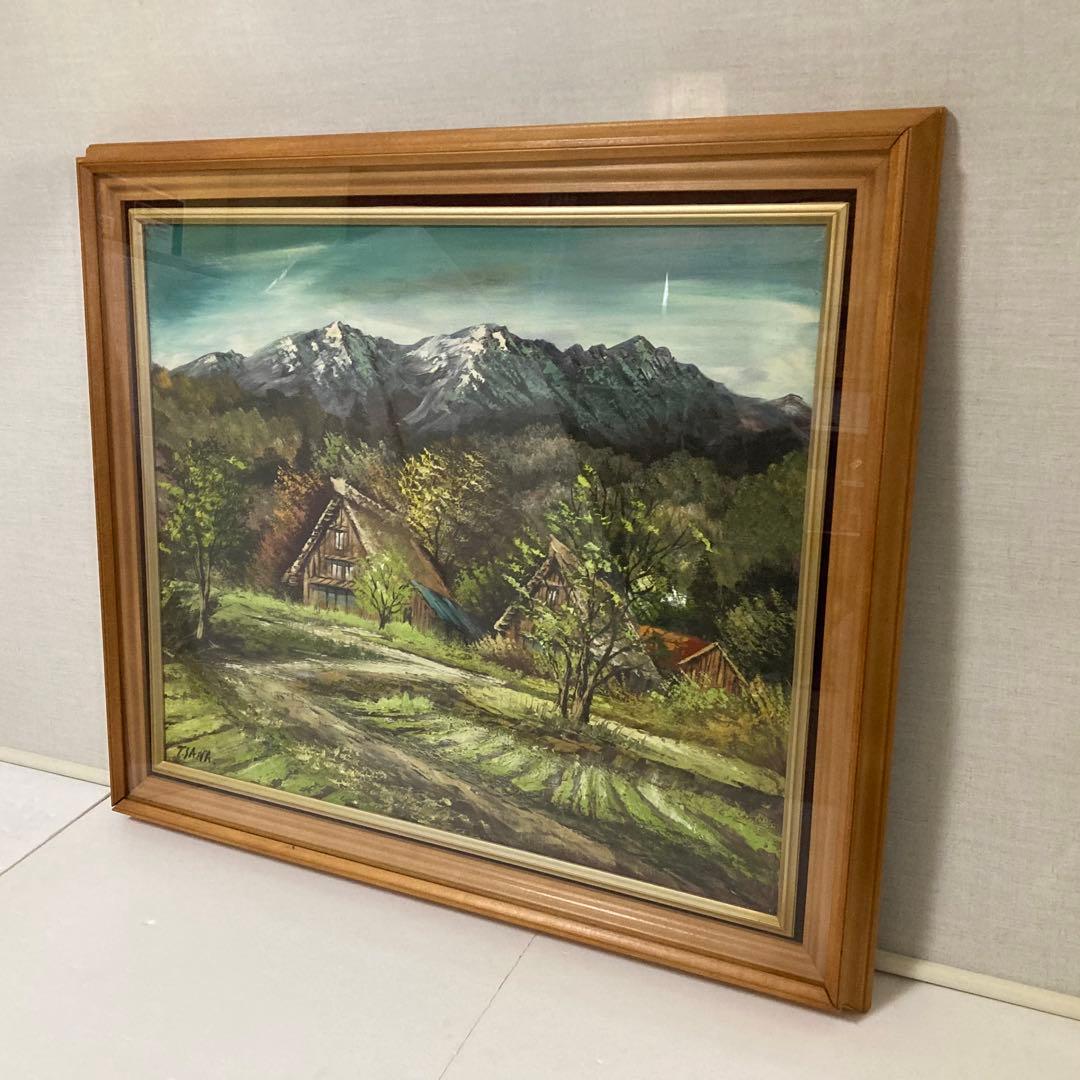 沢健 絵画 油絵 額 大型 風景 古民家 田舎 芸術 美術 和風 レトロ