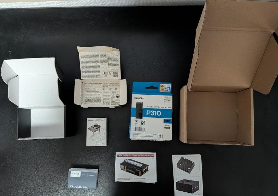 【動作確認済】ラズパイ5(16GB)やSSD(500GB)など組立済セット