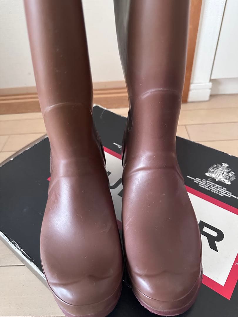 HUNTER 希少カラーMERLOTロングブーツ バックル付き