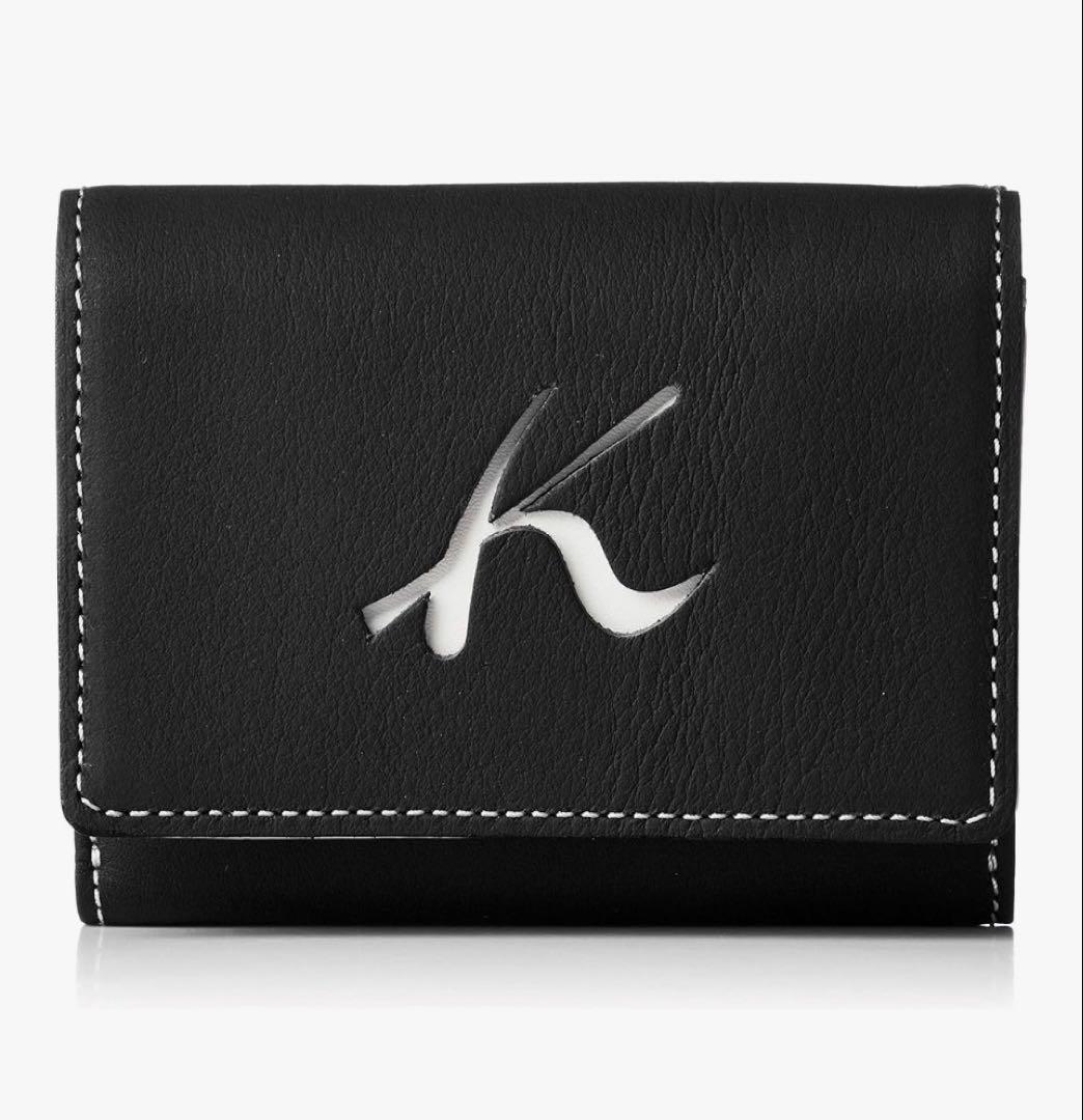 キタムラ 三つ折財布　ダークブルー　ホワイトステッチ