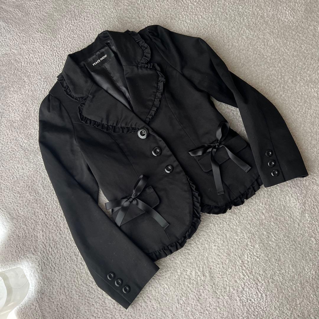 美品✨PEACE NOW ピースナウ　ジャケット黒レース　フリル　りぼん　M