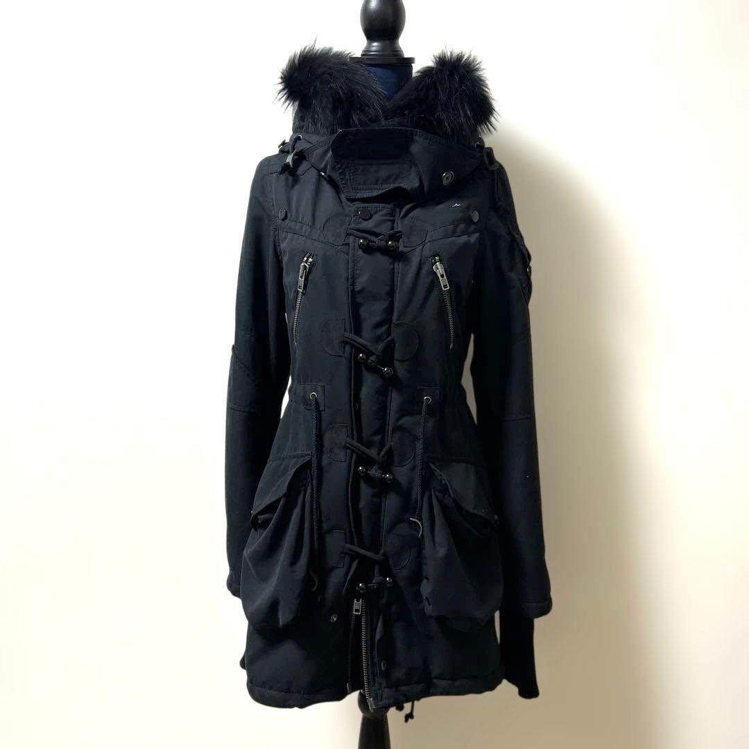SLY ブラックフード付きモッズコート 24A672