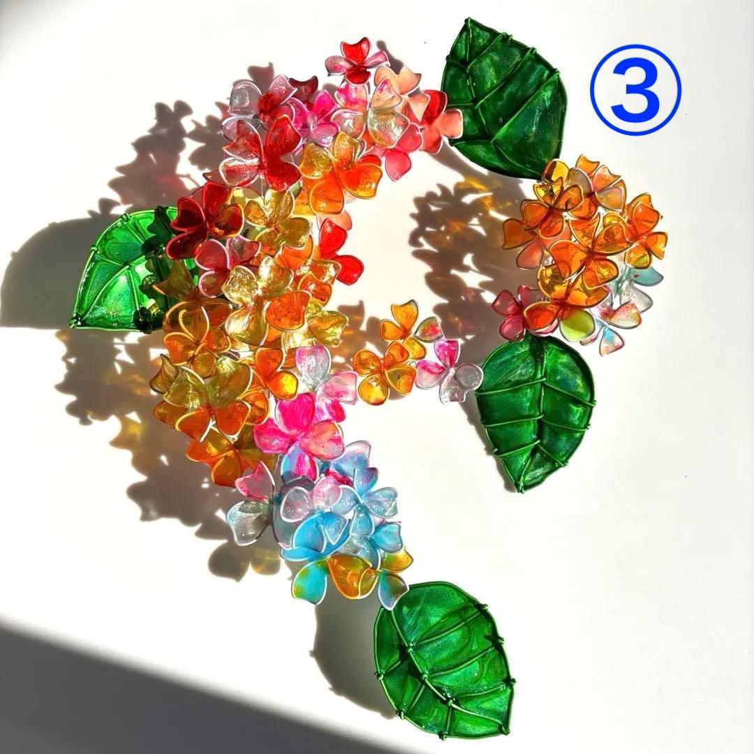 ワイヤークラフト　キャンディポップ紫陽花リース　ディップアート　壁飾り　アート