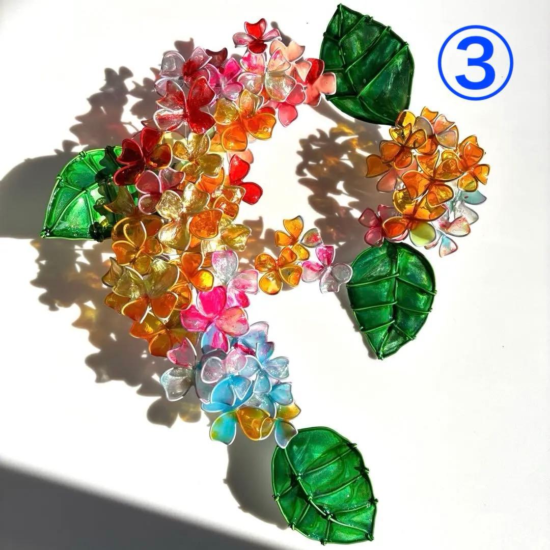 ワイヤークラフト　キャンディポップ紫陽花リース　ディップアート　壁飾り　アート