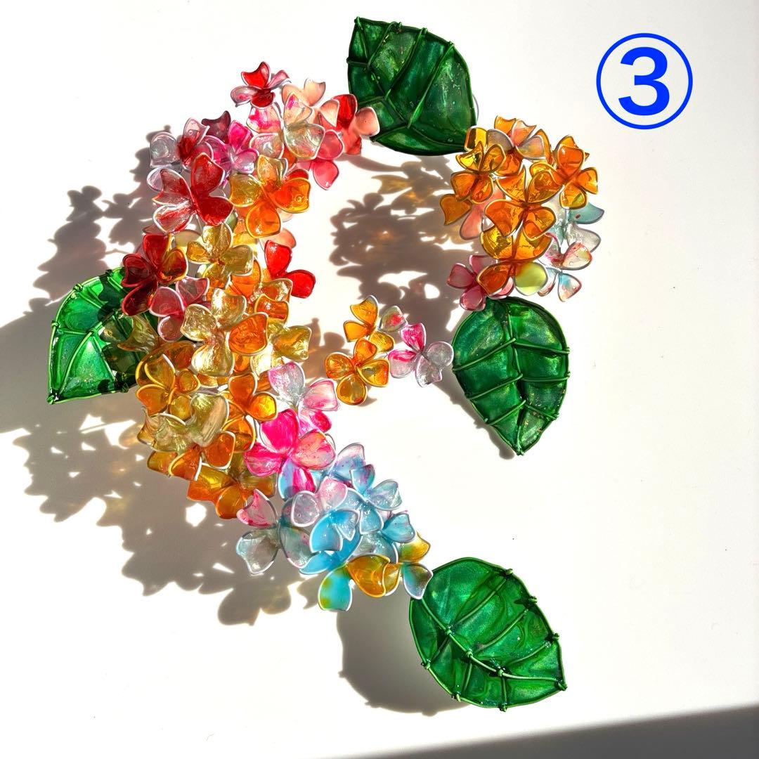 ワイヤークラフト　キャンディポップ紫陽花リース　ディップアート　壁飾り　アート