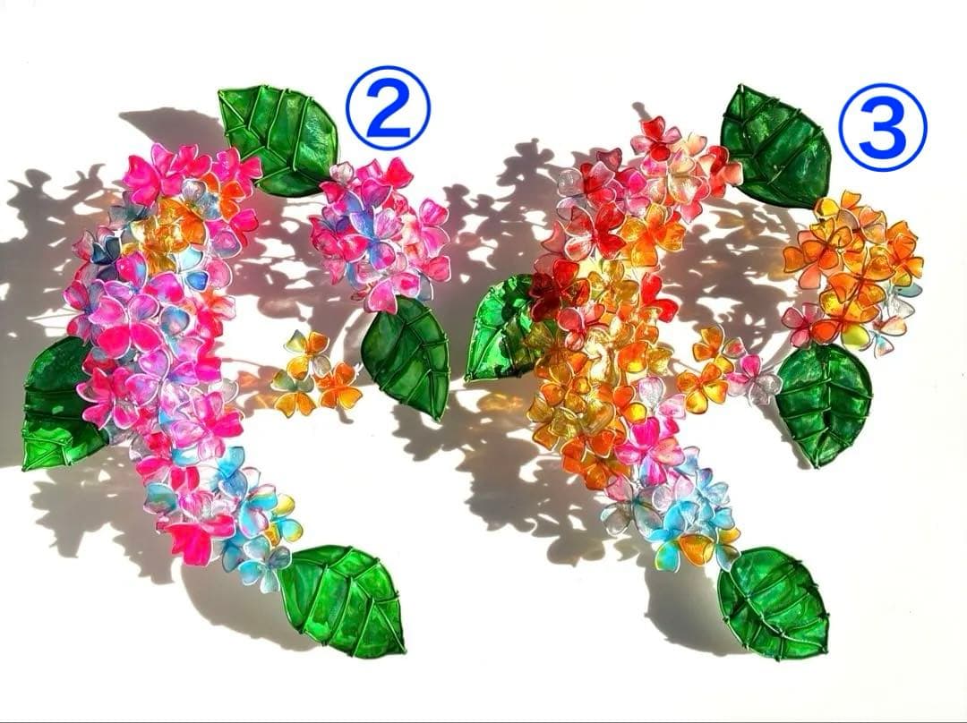 ワイヤークラフト　キャンディポップ紫陽花リース　ディップアート　壁飾り　アート