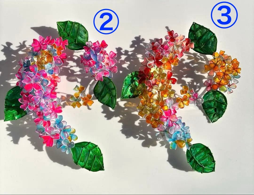 ワイヤークラフト　キャンディポップ紫陽花リース　ディップアート　壁飾り　アート