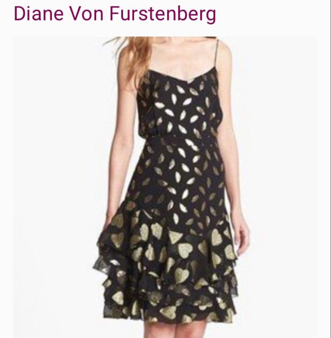美品　2 Diane Von Furstenberg ゴールド刺繍　ブラック　M